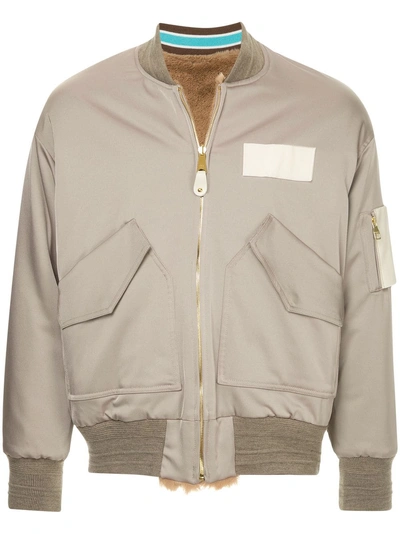 A(lefrude)e Shearling Bomber Jacket In Neutrals