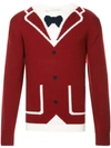 A(lefrude)e Intarsia Jacket Details Jumper - Red