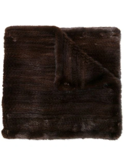Liska Long Fur Scarf In Brown