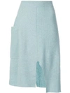 Pringle Of Scotland Asymmetric Knitted Skirt - Blue
