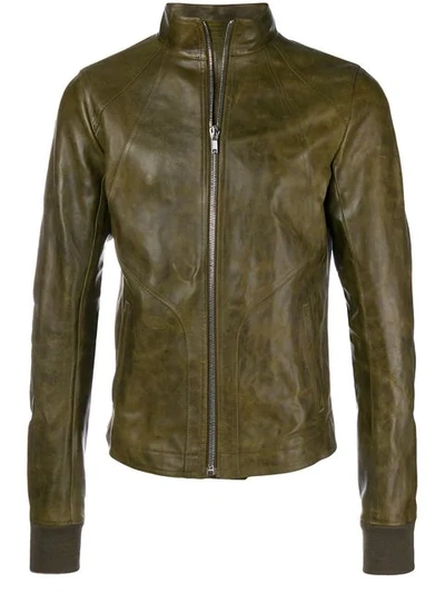 Rick Owens High Neck Jacket In Green