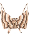 Amir Slama Striped Cropped Top In Brown