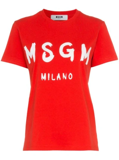 Msgm T-shirt Mit Logo-print In Red