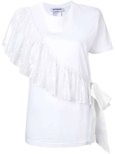 Brognano Sequin Ruffle T-shirt - 白色 In White