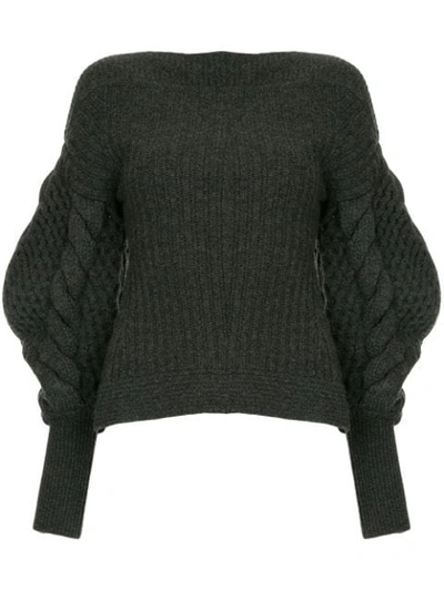 Enföld Knitted Boat Neck Sweater - Grey