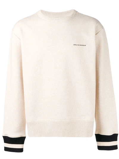 Drôle De Monsieur Knitted Sweatshirt In Neutrals