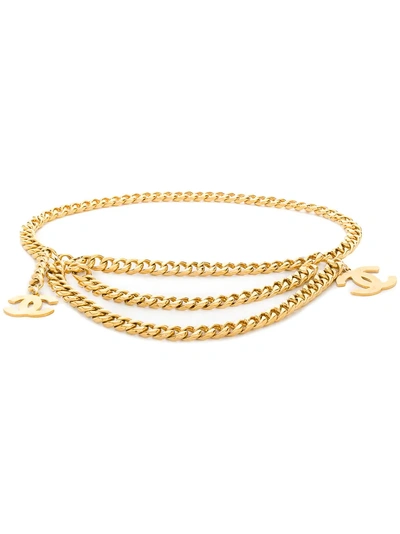 Pre-owned Chanel Vintage Chain Logo Belt - Gold