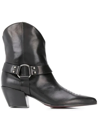 Deimille Western Buckled Boots In Black