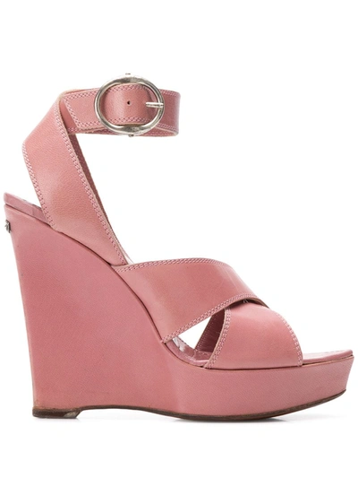 Pre-owned Saint Laurent 2000's Wedge Sandals In Pink