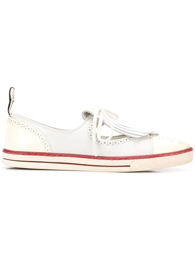 Pre-owned Chanel Vintage Fringed Loafer Sneakers - White