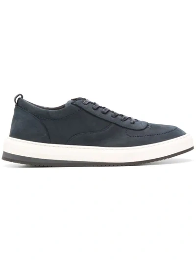 Corneliani Leather Lace-up Sneakers In Blue