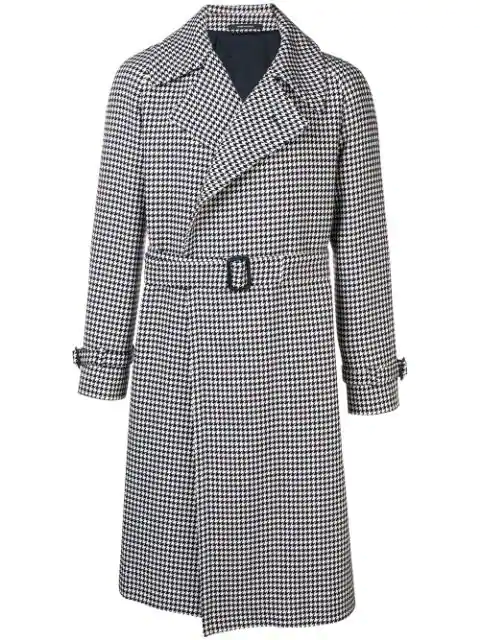 Tagliatore Dogtooth Trench Coat - White | ModeSens