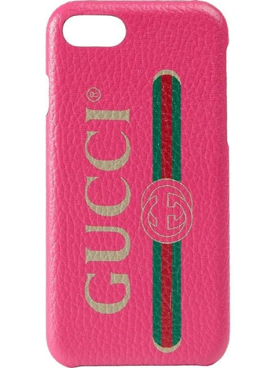 Gucci Print Iphone 8 Case In Pink