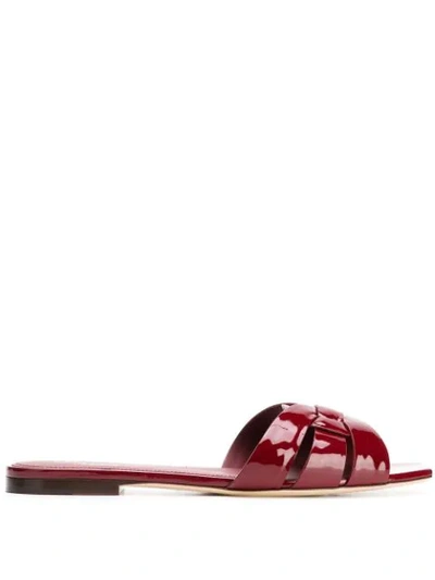 Saint Laurent Tribute Nu Pieds 05 Leather Sandals In Red