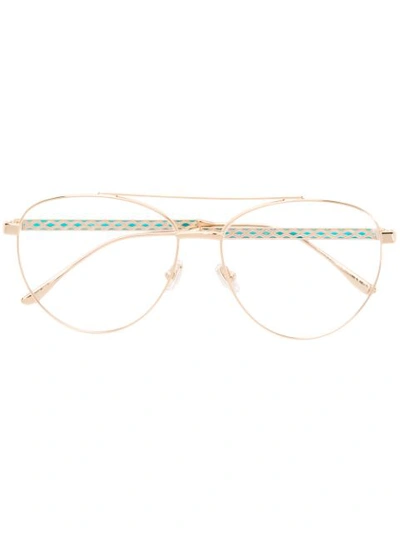 Jimmy Choo Eyewear Aviator Frame Glasses - Gold