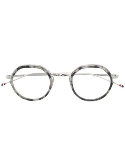 Thom Browne Round Frame Glasses In Silver