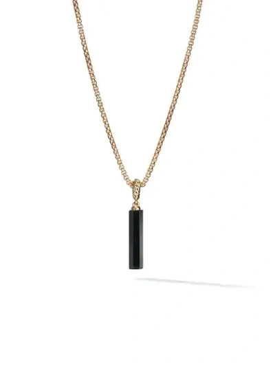 David Yurman 18kt Yellow Gold Amulets Black Onyx Barrel Pendant In 88abo