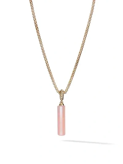 David Yurman 18kt Yellow Gold Amulets Pink Opal Barrel Pendant In 88ako