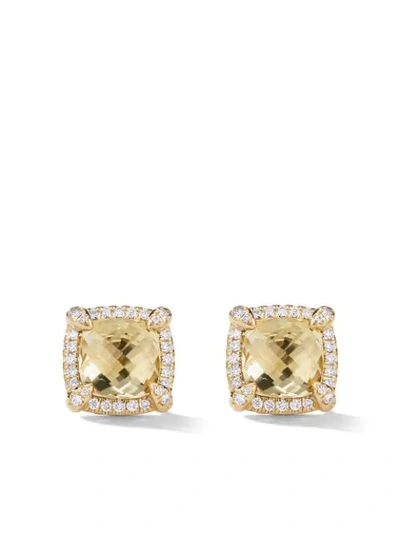 David Yurman 18kt Yellow Gold Châtelaine Citrine And Diamond Stud Earrings In 88accdi