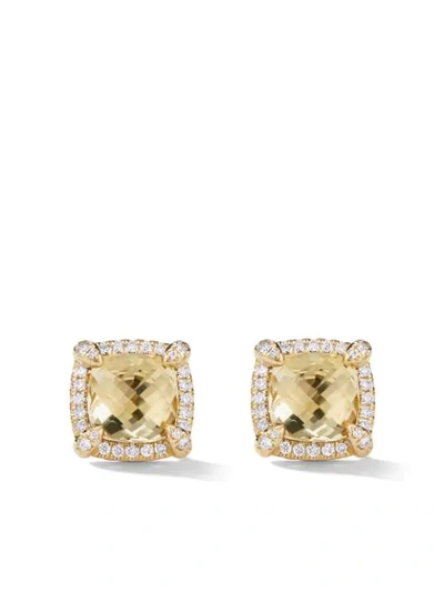David Yurman 18kt Yellow Gold Chatelaine Citrine And Diamond Stud Earrings (8mm) In 88accdi