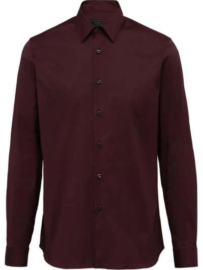 Prada Stretch Poplin Shirt In Red