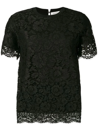Valentino Heavy Lace T-shirt - Black