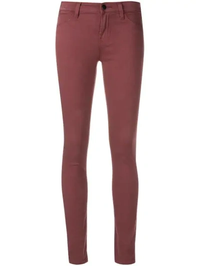 J Brand Low Rise Skinny Jeans In Red