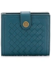 Bottega Veneta French Flap Wallet In Blue