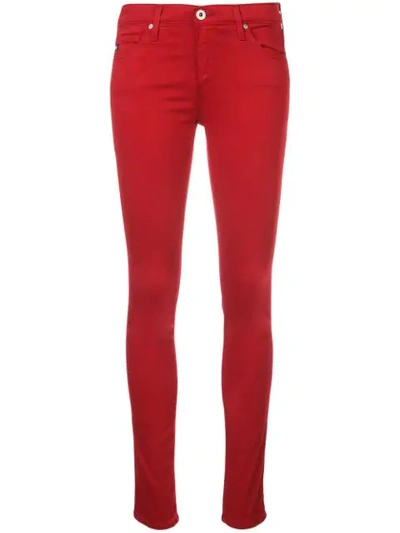 Ag Prima Denim Skinny Jeans In Red