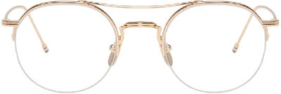 Thom Browne Classic Round Glasses In Gold