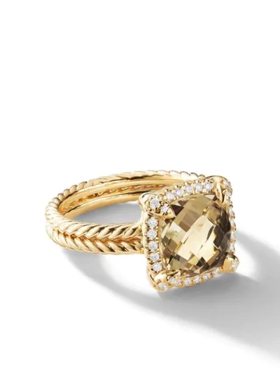 David Yurman 18kt Yellow Gold Châtelaine Citrine And Diamond Ring (9mm) In 88accdi