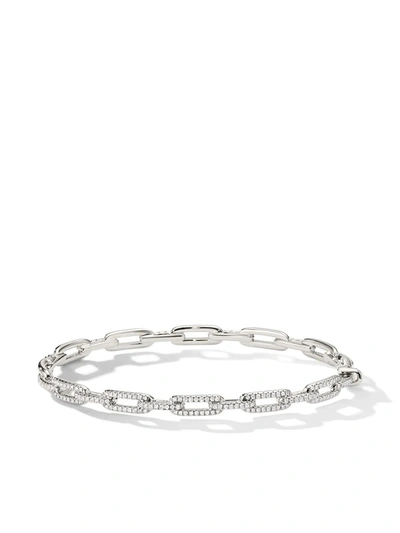 David Yurman 18kt White Gold Stax Diamond Chain Link Bracelet In 8wadi