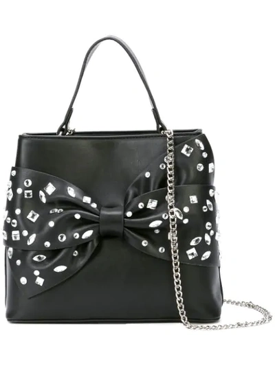 Christian Siriano Embellished Bow Tote Bag In Black
