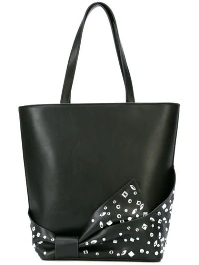 Christian Siriano Embellished Bow Shopper Tote In Black