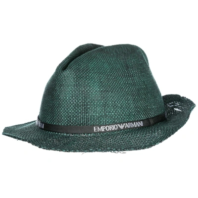Emporio Armani Men's Straw Hat Fedora Trilby Panama In Green