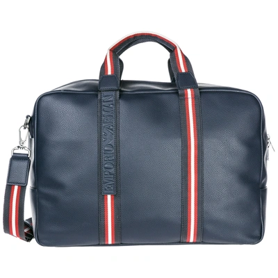 Emporio Armani Travel Duffle Weekend Shoulder Bag In Blue