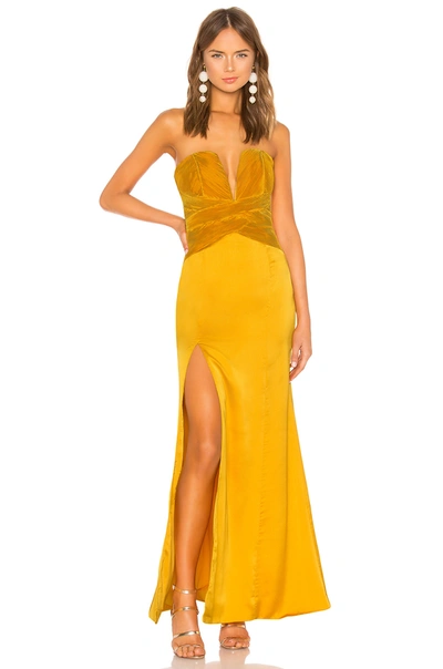 Lovers & Friends Eloa Gown In Gold Yellow