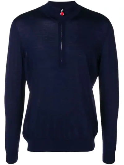 Kiton Half-zip Knitted Sweater In Blue