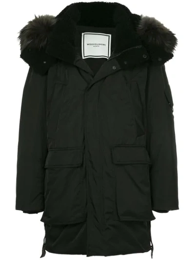 Wooyoungmi Fur Trimmed Coat - Black