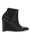 Studio Chofakian Leather Wedge Boots In Black