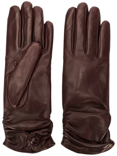Gala Gloves Ruched Cuff Gloves In Red
