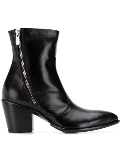 Rocco P . Zipped Ankle Boots - Black