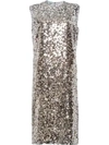 Prada Sequin Shift Dress In Silver