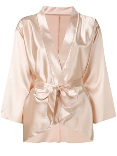 Belle Et Bon Bon Serafina Short Robe In Neutrals