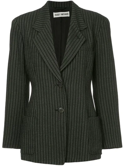 Pre-owned Issey Miyake Pinstripe Fitted Blazer In Grey