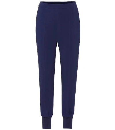 Stella Mccartney Julia High-rise Tapered Crepe Trousers In Blue