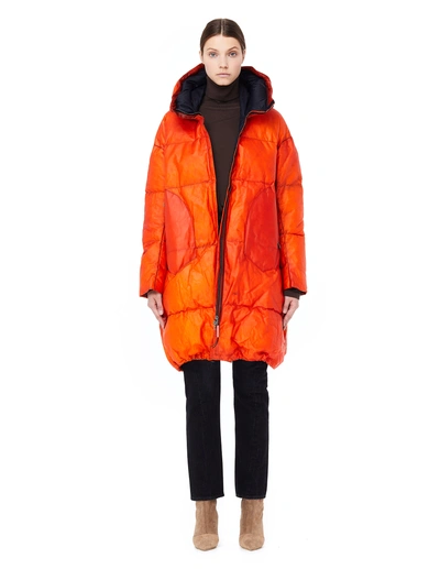Isaac Sellam Transparent Leather Orange Puffer Jacket In White