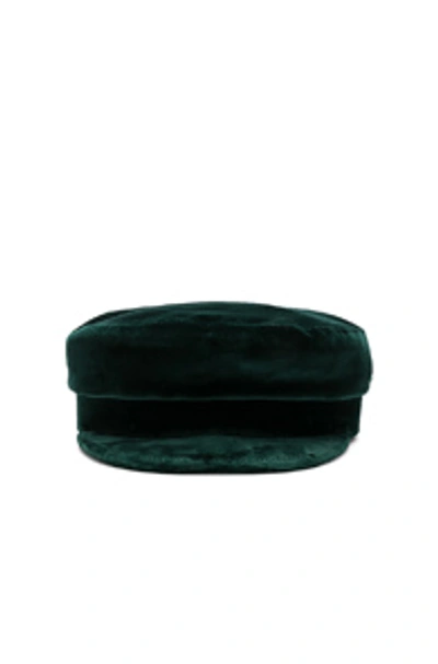 Janessa Leone Mattie Fisherman Velvet Cap In Emerald