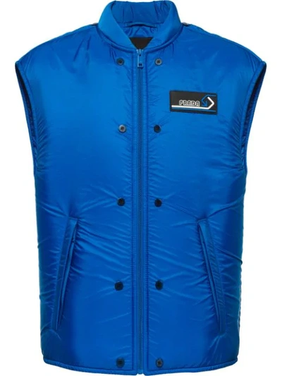 Prada Padded Nylon Vest In Blue