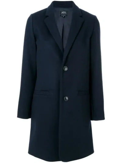 Apc A.p.c. Fitted Buttoned-up Coat - Blue